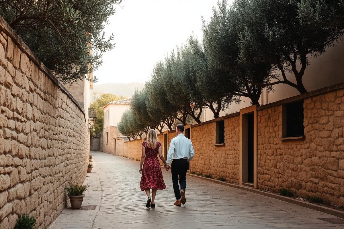 Walking through the village